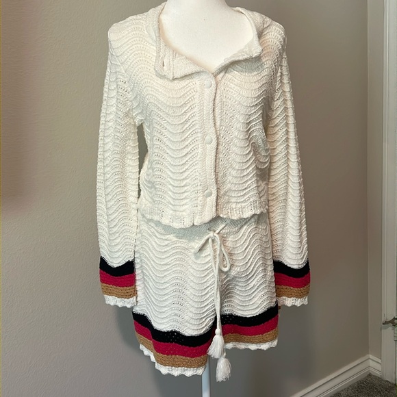 House of Harlow 1960 Crochet Sweater and Shorts Set Medium Large - Picture 3 of 13